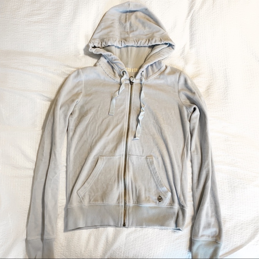 Velvet Baby Blue Fitted Hollister Zip Up Hoodie😍